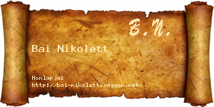 Bai Nikolett névjegykártya